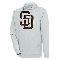 Men's Antigua Heather Gray San Diego Padres Action Pullover Hoodie