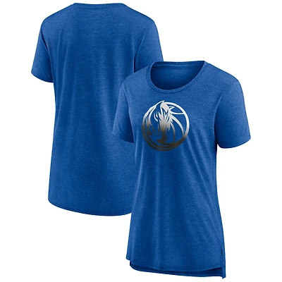 Women's Heather Royal Dallas Mavericks Gradient Logo Tri-Blend T-Shirt