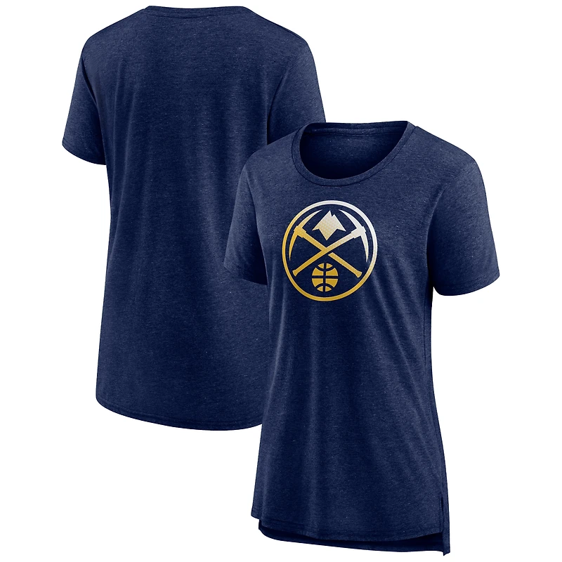 Women's Heather Navy Denver Nuggets Gradient Logo Tri-Blend T-Shirt