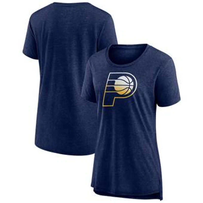 Women's Heather Navy Indiana Pacers Gradient Logo Tri-Blend T-Shirt