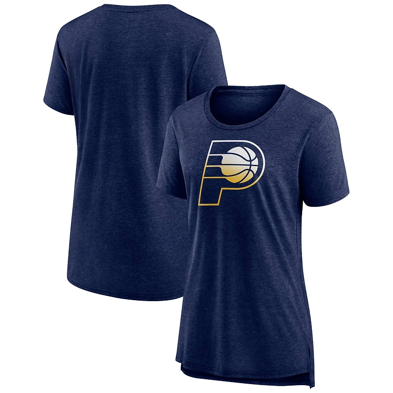 Women's Heather Navy Indiana Pacers Gradient Logo Tri-Blend T-Shirt