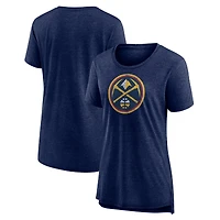 Women's Heather Navy Denver Nuggets Distressed Logo Tri-Blend T-Shirt