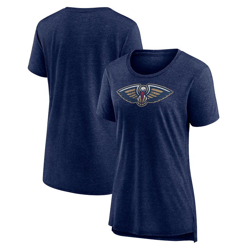 Women's Heather Navy New Orleans Pelicans Distressed Logo Tri-Blend T-Shirt