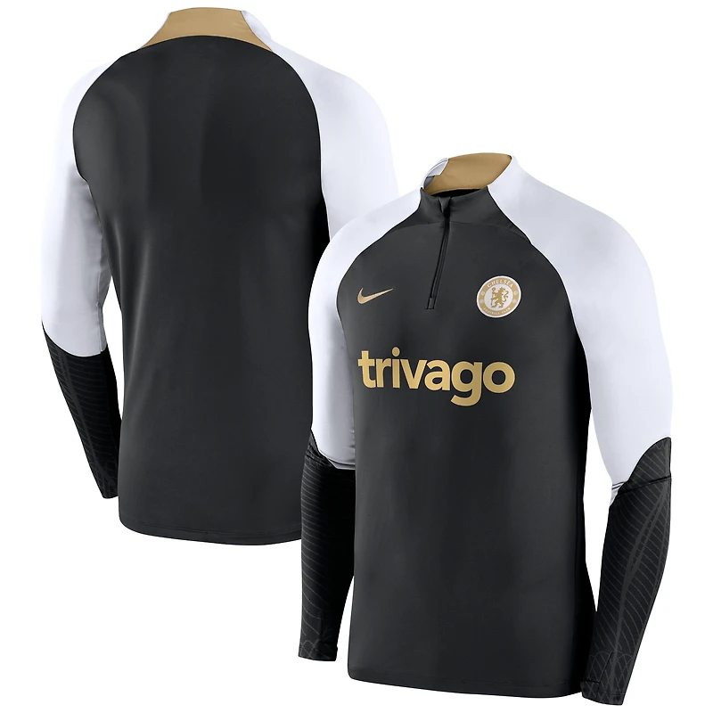 Men's Nike Navy Chelsea Strike Drill 2023/24 Performance Quarter-Zip Long Sleeve Top