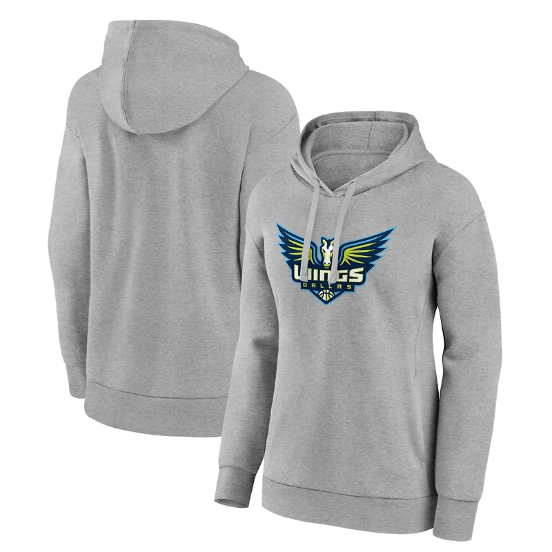 Women's Gray Dallas Wings Primary Logo Pullover Hoodie