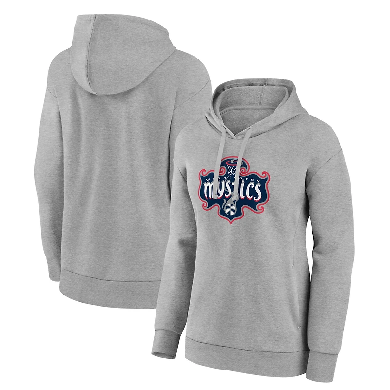 Women's Gray Washington Mystics Primary Logo Pullover Hoodie