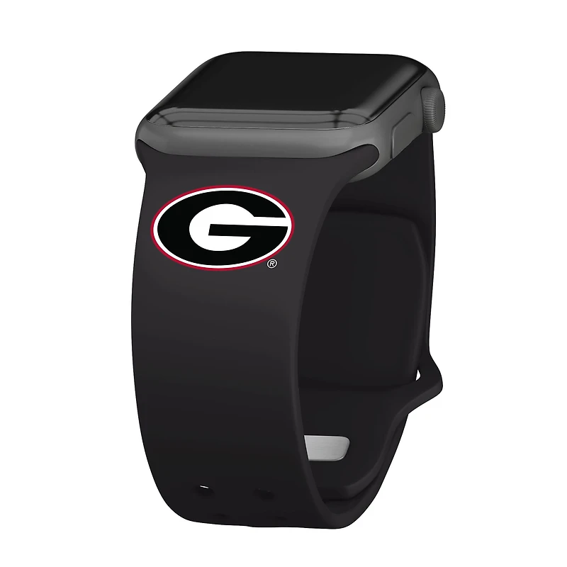 Black Georgia Bulldogs Logo Silicone Apple Watch Band