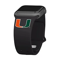 Black Miami Hurricanes Logo Silicone Apple Watch Band
