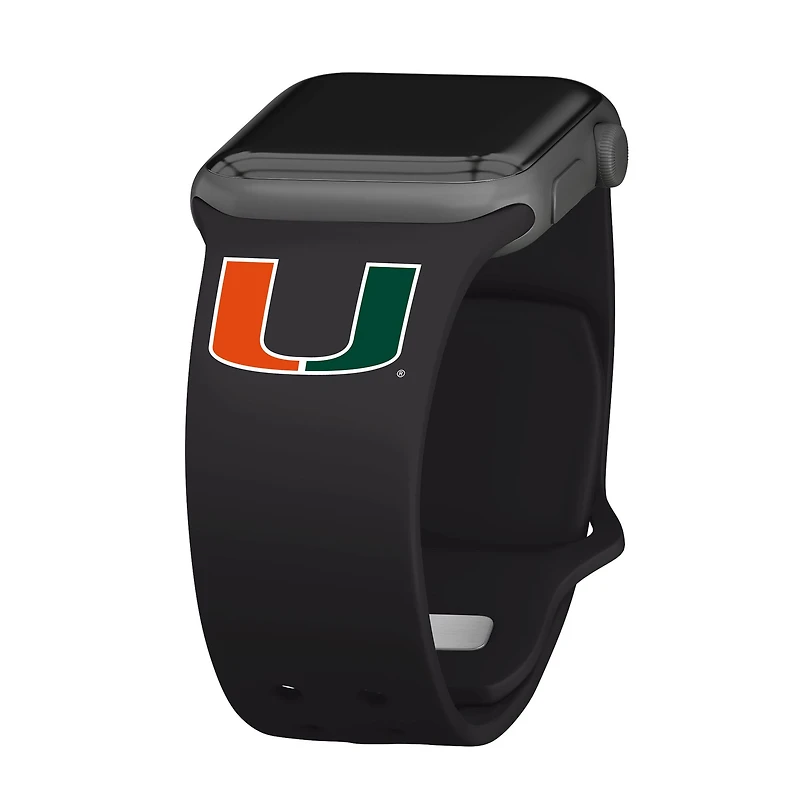 Black Miami Hurricanes Logo Silicone Apple Watch Band