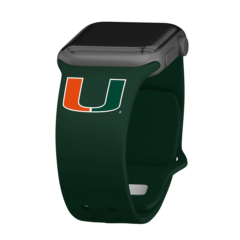 Green Miami Hurricanes Logo Silicone Apple Watch Band