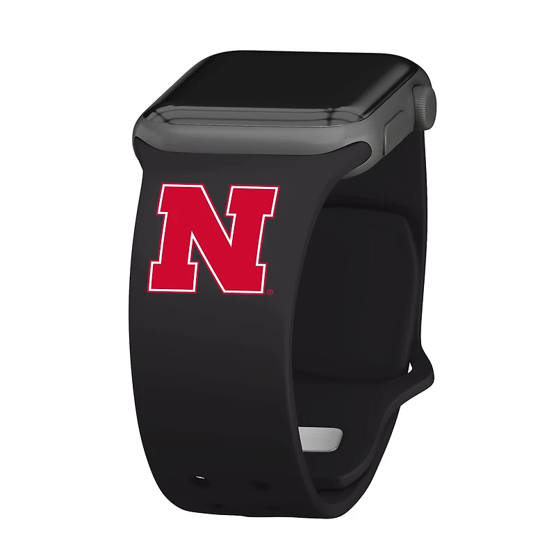 Black Nebraska Huskers Logo Silicone Apple Watch Band
