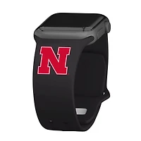 Black Nebraska Huskers Logo Silicone Apple Watch Band