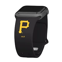 Black Pittsburgh Pirates Logo Silicone Apple Watch Band
