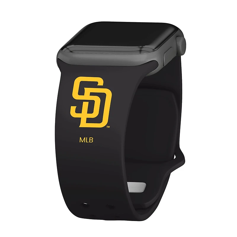 Black San Diego Padres Logo Silicone Apple Watch Band