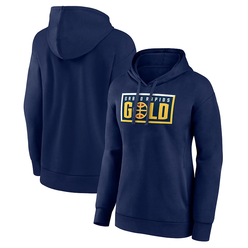 Women's Navy Grand Rapids Gold Primary Logo Pullover Hoodie