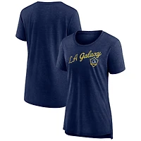Women's Heather Navy LA Galaxy Rising Script Tri-Blend T-Shirt