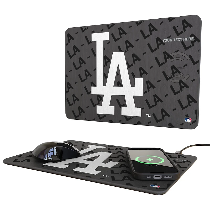 Keyscaper Los Angeles Dodgers Personalized 15W Fast Wireless Charger and Mouse Pad