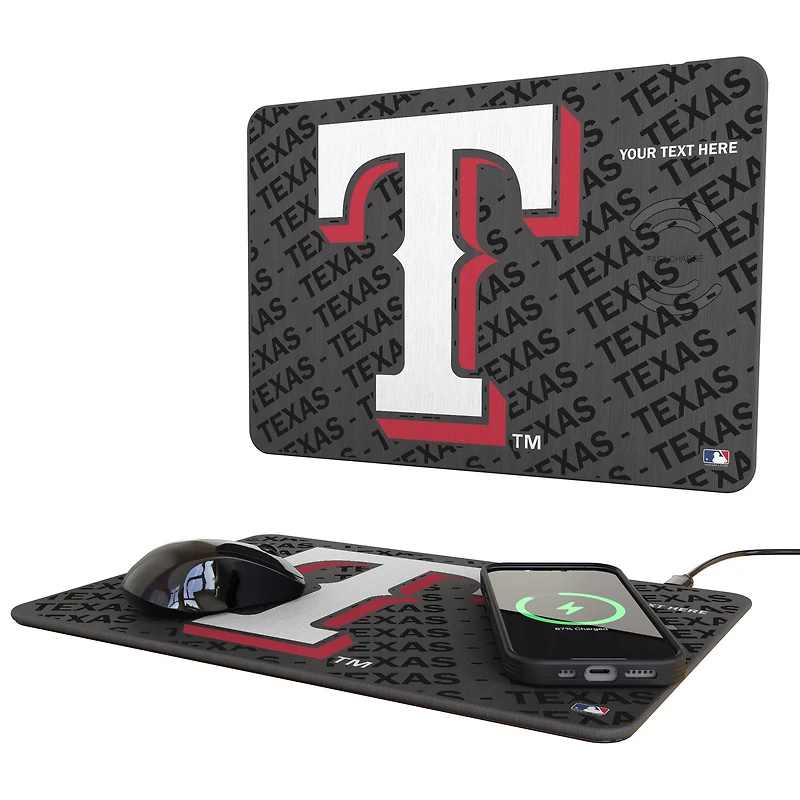 Keyscaper Texas Rangers Personalized 15W Fast Wireless Charger and Mouse Pad