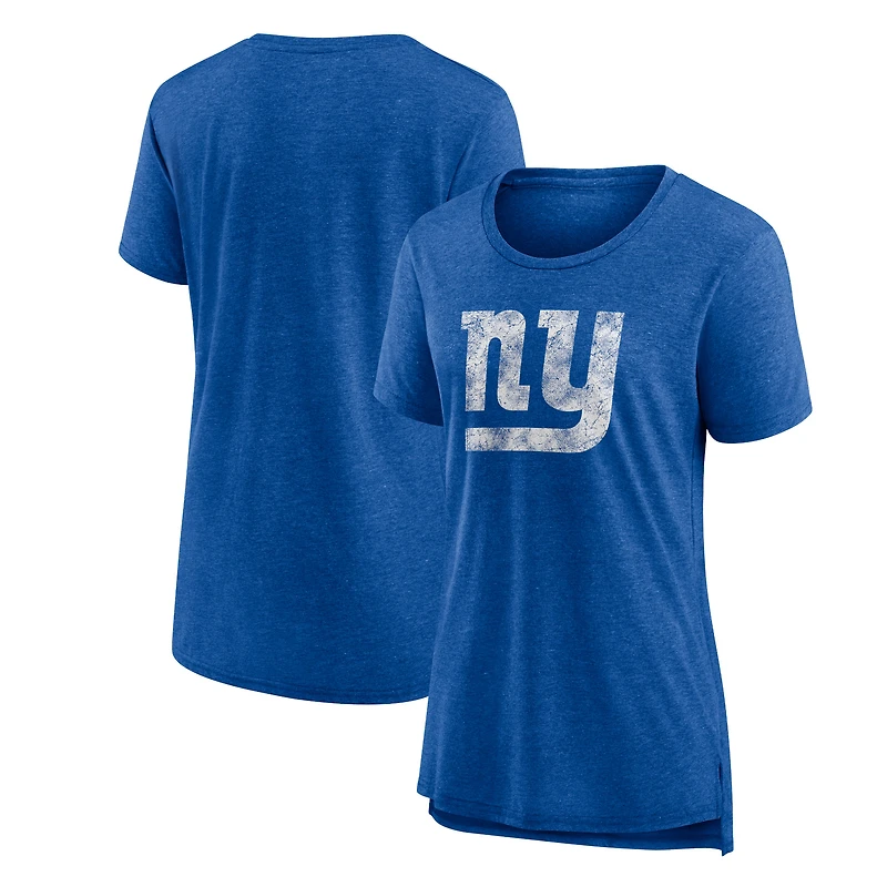Women's Heather Royal New York Giants Throwback Team Logo Tri-Blend T-Shirt