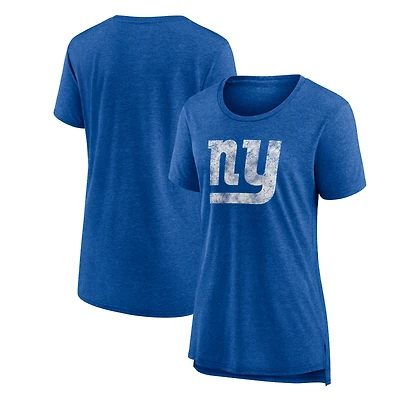 Women's Heather Royal New York Giants Throwback Team Logo Tri-Blend T-Shirt