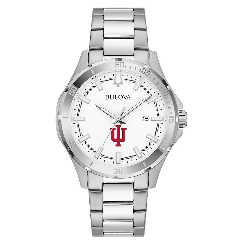 Men's Bulova Silver Indiana Hoosiers Stainless Steel Classic Sport Watch