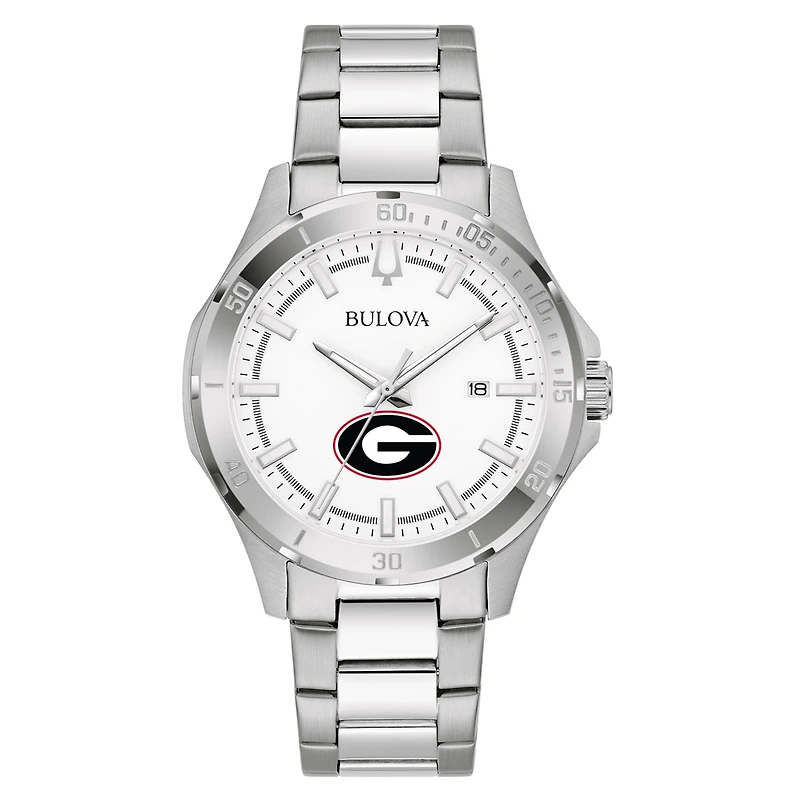 Men's Bulova Silver Georgia Bulldogs Stainless Steel Classic Sport Watch