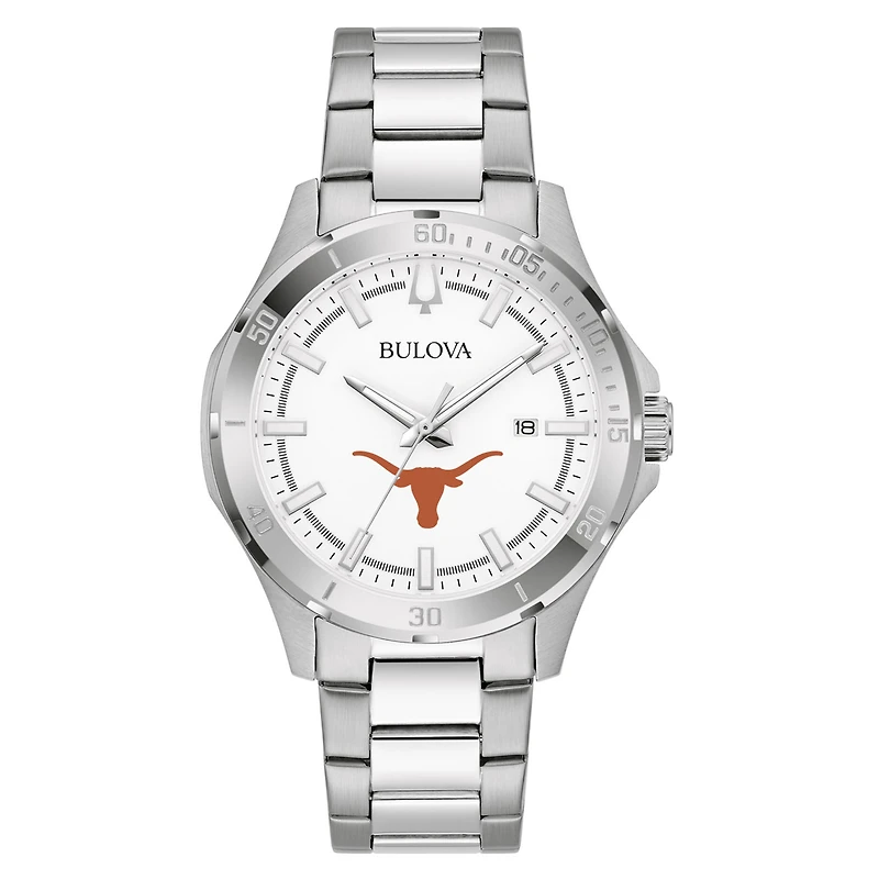 Men's Bulova Silver Texas Longhorns Stainless Steel Classic Sport Watch