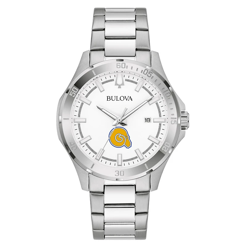 Men's Bulova Silver Albany State Golden Rams Stainless Steel Classic Sport Watch