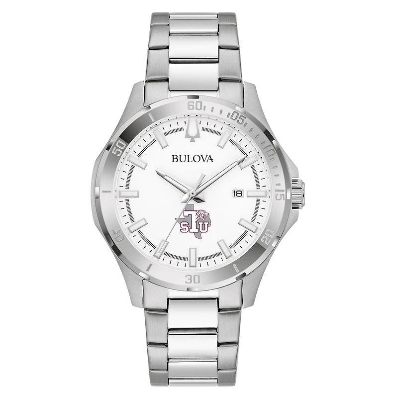 Men's Bulova Silver Texas Southern Tigers Stainless Steel Classic Sport Watch