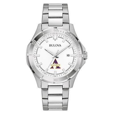 Men's Bulova Silver Alcorn State Braves Stainless Steel Classic Sport Watch