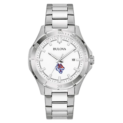Men's Bulova Silver Savannah State Tigers Stainless Steel Classic Sport Watch