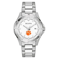 Men's Bulova Silver Clemson Tigers Stainless Steel Classic Sport Watch