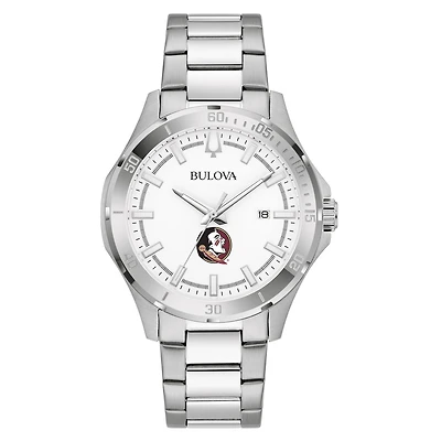 Men's Bulova Silver Florida State Seminoles Stainless Steel Classic Sport Watch