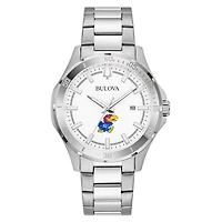 Men's Bulova Silver Kansas Jayhawks Stainless Steel Classic Sport Watch