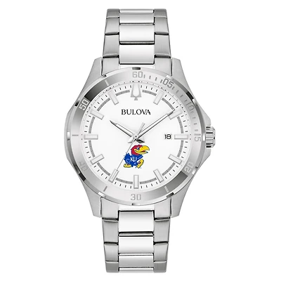 Men's Bulova Silver Kansas Jayhawks Stainless Steel Classic Sport Watch
