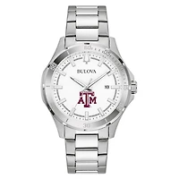 Men's Bulova Silver Texas A&M Aggies Stainless Steel Classic Sport Watch