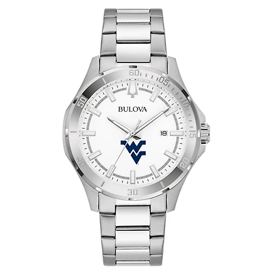 Men's Bulova Silver West Virginia Mountaineers Stainless Steel Classic Sport Watch