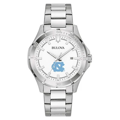 Men's Bulova Silver North Carolina Tar Heels Stainless Steel Classic Sport Watch