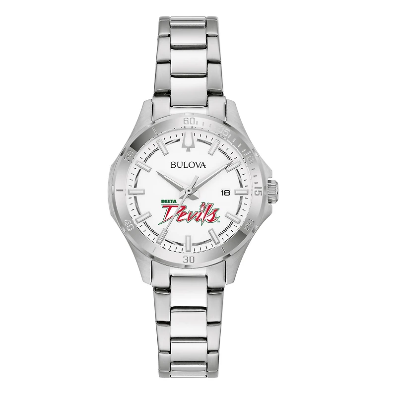 Women's Bulova Silver Mississippi Valley State Delta Devils Stainless Steel Sport Classic Watch
