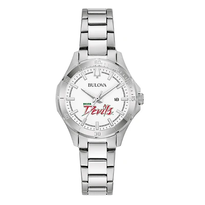 Women's Bulova Silver Mississippi Valley State Delta Devils Stainless Steel Sport Classic Watch