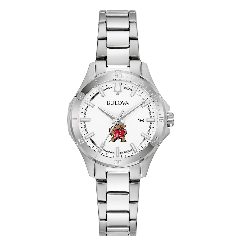 Women's Bulova Silver Maryland Terrapins Stainless Steel Sport Classic Watch