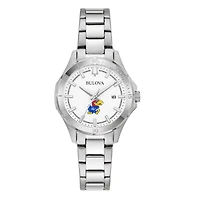 Women's Bulova Silver Kansas Jayhawks Stainless Steel Sport Classic Watch