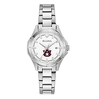 Women's Bulova Silver Auburn Tigers Stainless Steel Sport Classic Watch