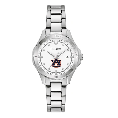 Women's Bulova Silver Auburn Tigers Stainless Steel Sport Classic Watch