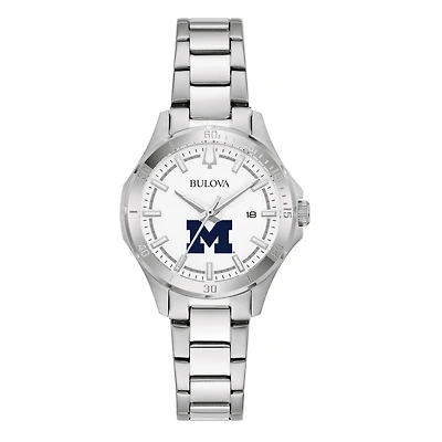 Women's Bulova Silver Michigan Wolverines Stainless Steel Sport Classic Watch
