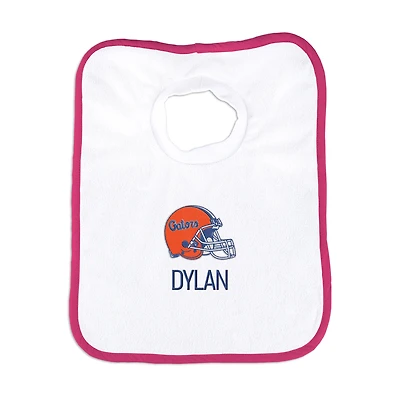 Newborn & Infant White/Orange Florida Gators Helmet Logo Personalized Bib