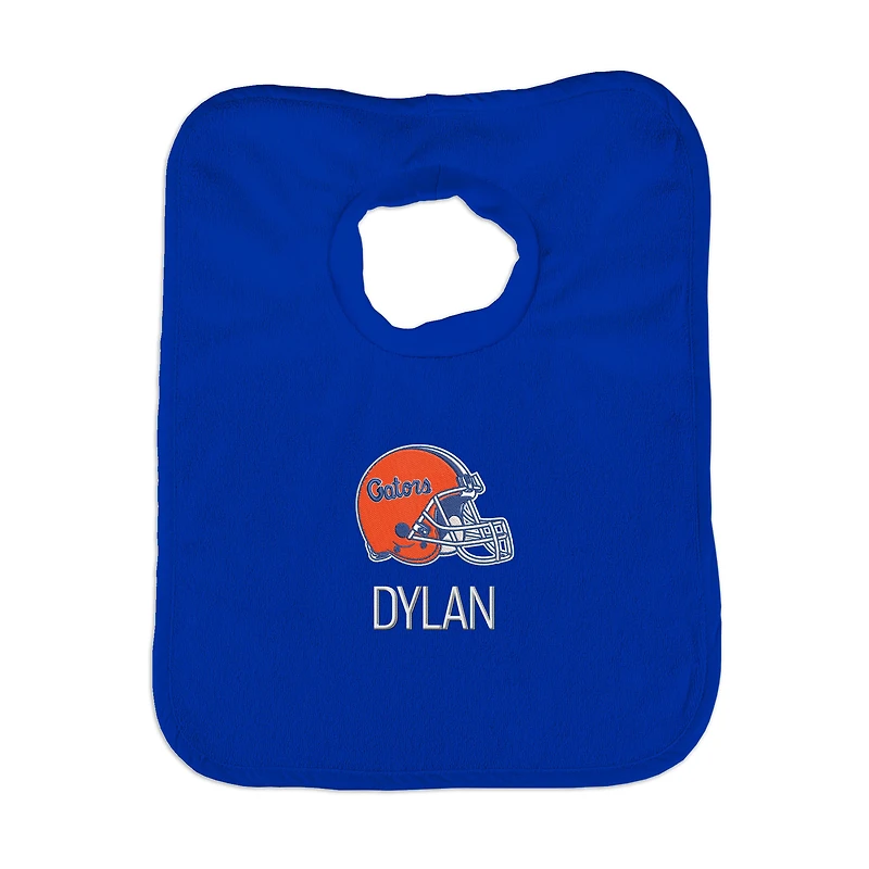 Newborn & Infant Royal Florida Gators Helmet Logo Personalized Bib