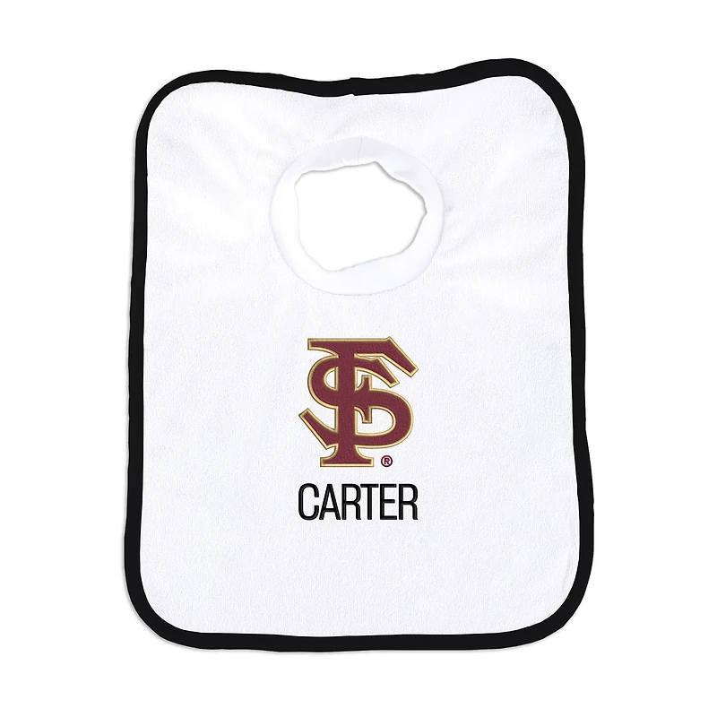 Newborn & Infant White Florida State Seminoles Alternate Logo Personalized Bib