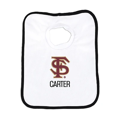 Newborn & Infant White Florida State Seminoles Alternate Logo Personalized Bib
