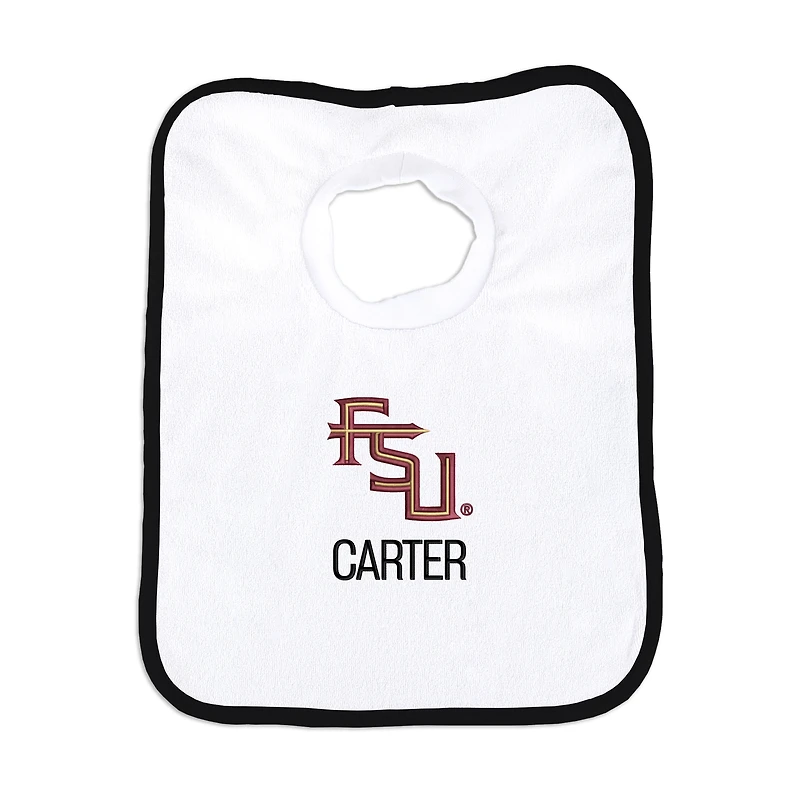 Newborn & Infant White Florida State Seminoles Secondary Logo Personalized Bib